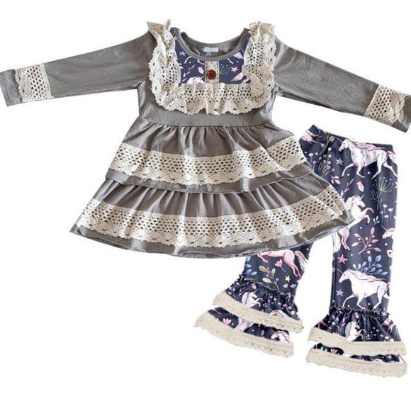 Other - Boutique Embroidered Lace Unicorn 🦄 Pants Set